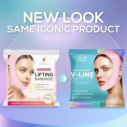 Venus Visage Face Lifting Strap for Jaw Line Definition - Reusable Chin Strap for Sleeping - Visually Sculpts Double Chin (Pink) Avelisse