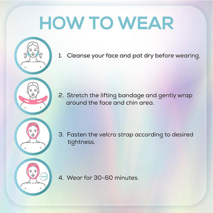 Venus Visage Face Lifting Strap for Jaw Line Definition - Reusable Chin Strap for Sleeping - Visually Sculpts Double Chin (Pink) Avelisse