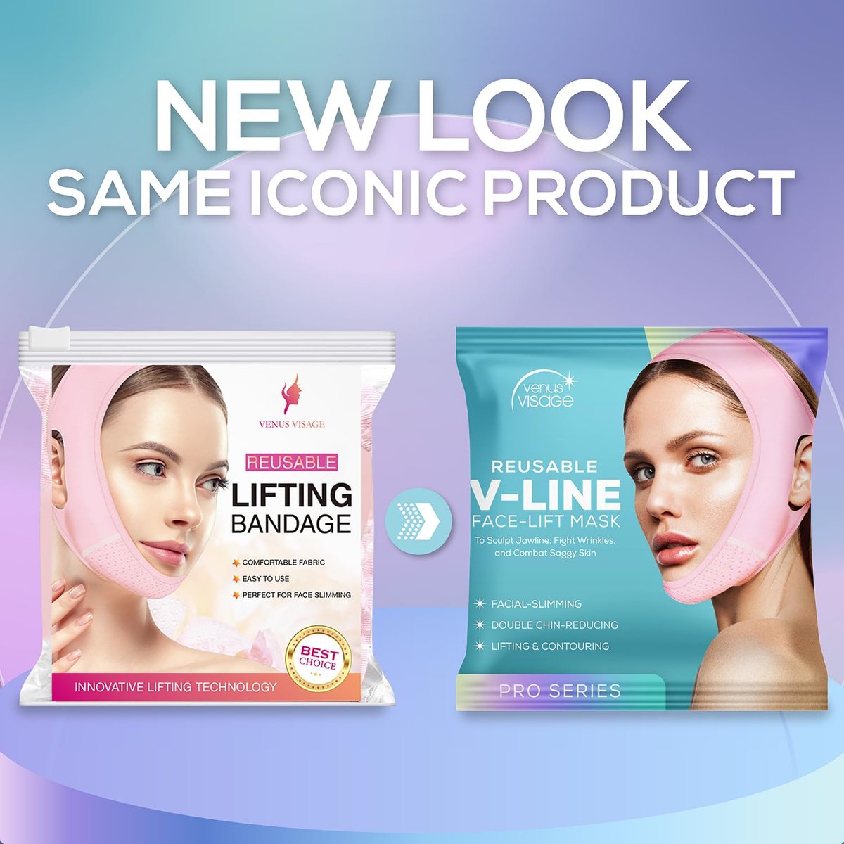 Venus Visage Face Lifting Strap for Jaw Line Definition - Reusable Chin Strap for Sleeping - Visually Sculpts Double Chin (Pink) Avelisse