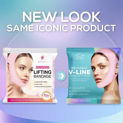 Venus Visage Face Lifting Strap for Jaw Line Definition - Reusable Chin Strap for Sleeping - Visually Sculpts Double Chin (Pink) Avelisse