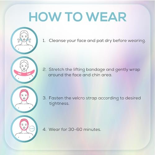 Venus Visage Face Lifting Strap for Jaw Line Definition - Reusable Chin Strap for Sleeping - Visually Sculpts Double Chin (Pink) Avelisse