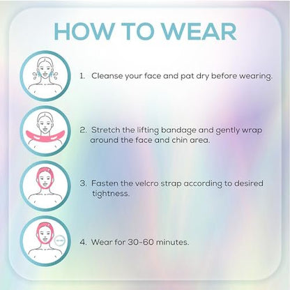 Venus Visage Face Lifting Strap for Jaw Line Definition - Reusable Chin Strap for Sleeping - Visually Sculpts Double Chin (Pink) Avelisse