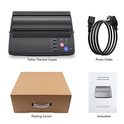 TATELF Tattoo Stencil Machine – Thermal Copier & Stencil Printer with 20 Transfer Papers for Tattoo Artists (Black) Avelisse