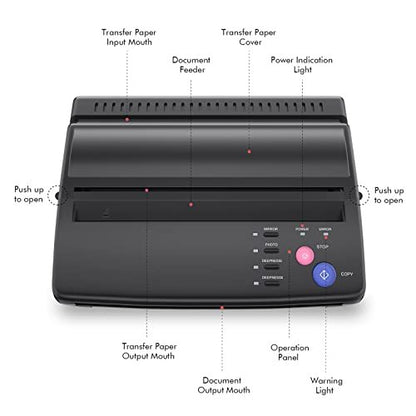 TATELF Tattoo Stencil Machine – Thermal Copier & Stencil Printer with 20 Transfer Papers for Tattoo Artists (Black) Avelisse