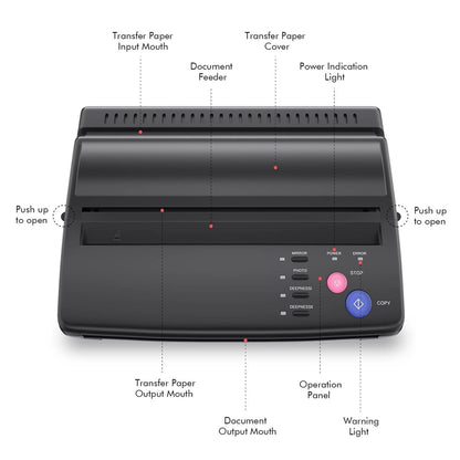 TATELF Tattoo Stencil Machine – Thermal Copier & Stencil Printer with 20 Transfer Papers for Tattoo Artists (Black) Avelisse