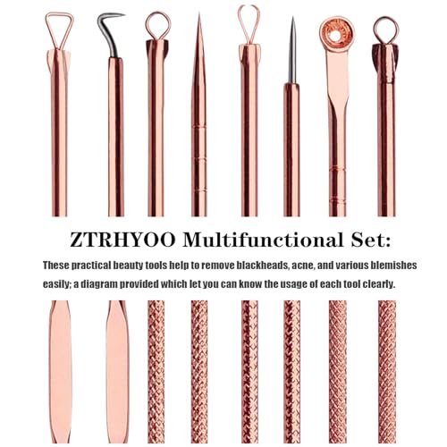 ZTRHYOO Blackhead Remover Tool Kit - Professional Acne Extraction Kit with Stainless Steel Pimple Comedone Extractor, Blemish Popping Tool for Face Nose (Rose, 4 Pieces) - görsel 4