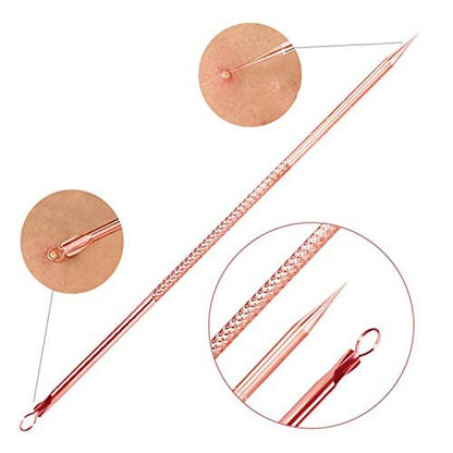 ZTRHYOO Blackhead Remover Tool Kit - Professional Acne Extraction Kit with Stainless Steel Pimple Comedone Extractor, Blemish Popping Tool for Face Nose (Rose, 4 Pieces)