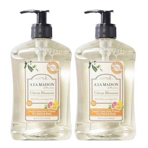 A LA MAISON French Liquid Hand Soap, Citrus Blossom - Natural Hand Wash with Essential Oils, Biodegradable, Plant-Based, Vegan, Cruelty-Free, 16.9 oz (2 Pack) Avelisse