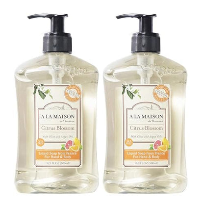 A LA MAISON French Liquid Hand Soap, Citrus Blossom - Natural Hand Wash with Essential Oils, Biodegradable, Plant-Based, Vegan, Cruelty-Free, 16.9 oz (2 Pack) Avelisse