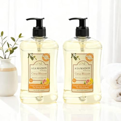 A LA MAISON French Liquid Hand Soap, Citrus Blossom - Natural Hand Wash with Essential Oils, Biodegradable, Plant-Based, Vegan, Cruelty-Free, 16.9 oz (2 Pack) Avelisse