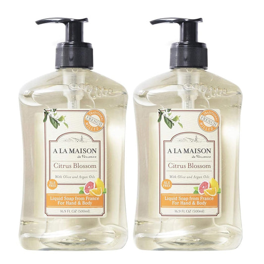 A LA MAISON French Liquid Hand Soap, Citrus Blossom - Natural Hand Wash with Essential Oils, Biodegradable, Plant-Based, Vegan, Cruelty-Free, 16.9 oz (2 Pack) Avelisse