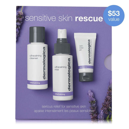 Dermalogica Sensitive Skin Rescue Kit: 3-Piece Set with Face Wash, Toner & Moisturizer for Calming and Soothing Irritated Skin Avelisse