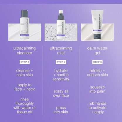 Dermalogica Sensitive Skin Rescue Kit: 3-Piece Set with Face Wash, Toner & Moisturizer for Calming and Soothing Irritated Skin Avelisse