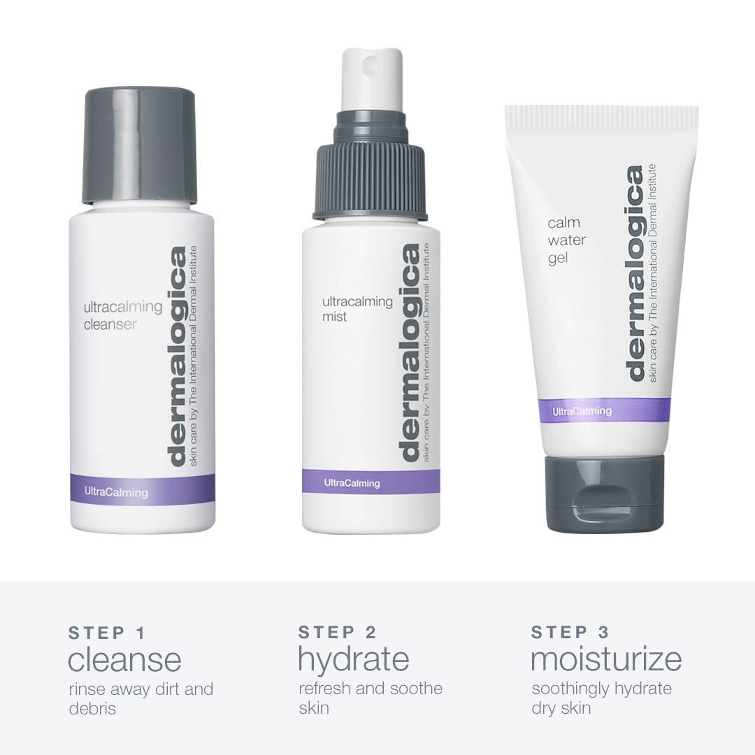 Dermalogica Sensitive Skin Rescue Kit: 3-Piece Set with Face Wash, Toner & Moisturizer for Calming and Soothing Irritated Skin Avelisse