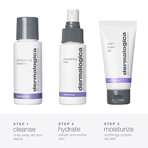 Dermalogica Sensitive Skin Rescue Kit: 3-Piece Set with Face Wash, Toner & Moisturizer for Calming and Soothing Irritated Skin Avelisse