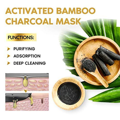 YLNALO Blackhead Remover Mask Kit with Brush and Pimple Extractors - Charcoal Peel Off Facial Mask for Deep Cleansing, 3.5 Fl Oz