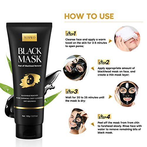 YLNALO Blackhead Remover Mask Kit with Brush and Pimple Extractors - Charcoal Peel Off Facial Mask for Deep Cleansing, 3.5 Fl Oz - görsel 10