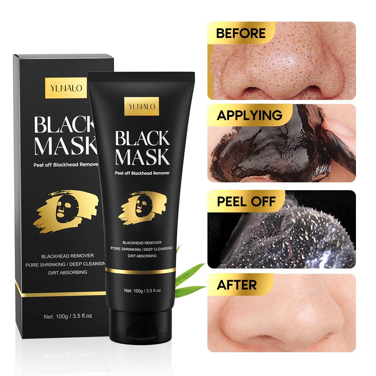 YLNALO Blackhead Remover Mask Kit with Brush and Pimple Extractors - Charcoal Peel Off Facial Mask for Deep Cleansing, 3.5 Fl Oz - görsel 7