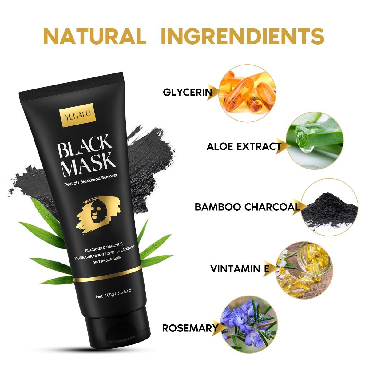 YLNALO Blackhead Remover Mask Kit with Brush and Pimple Extractors - Charcoal Peel Off Facial Mask for Deep Cleansing, 3.5 Fl Oz - görsel 11