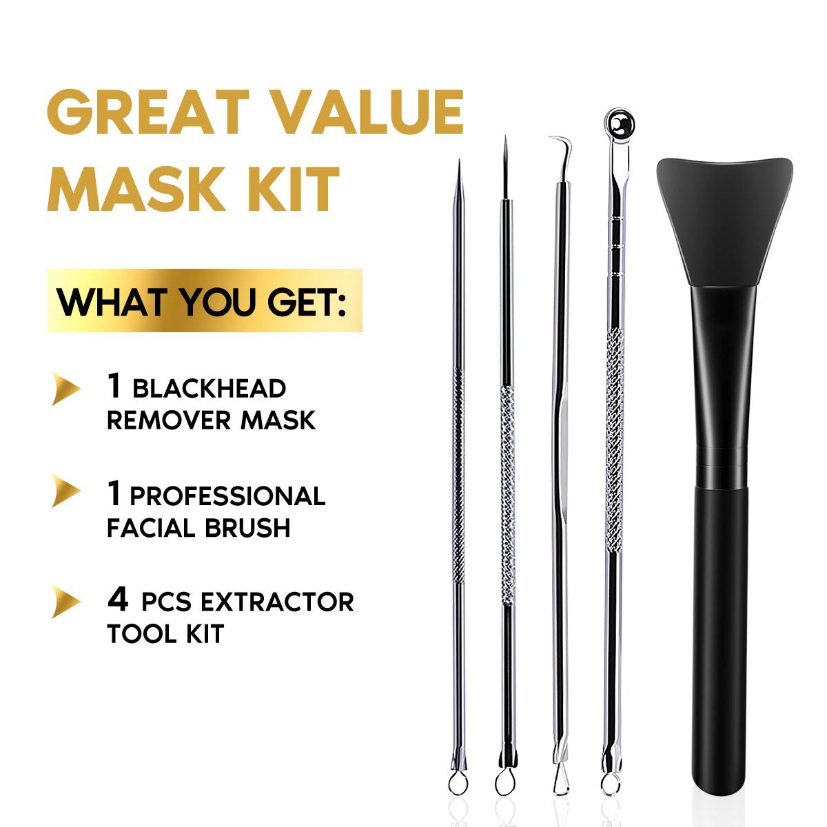 YLNALO Blackhead Remover Mask Kit with Brush and Pimple Extractors - Charcoal Peel Off Facial Mask for Deep Cleansing, 3.5 Fl Oz - görsel 15