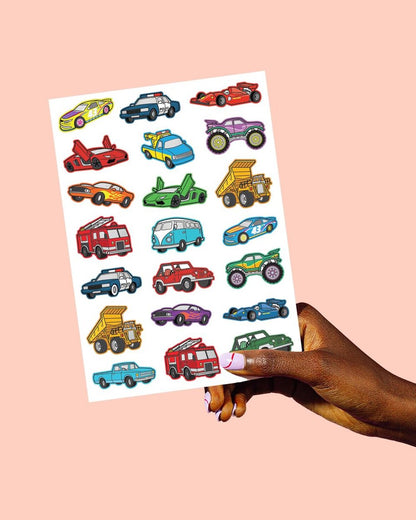 xo, Fetti Cars and Trucks Temporary Tattoos for Kids - 42 Foil Style Tattoos | Birthday Party Supplies, Race Car Party Favors & Construction Decor