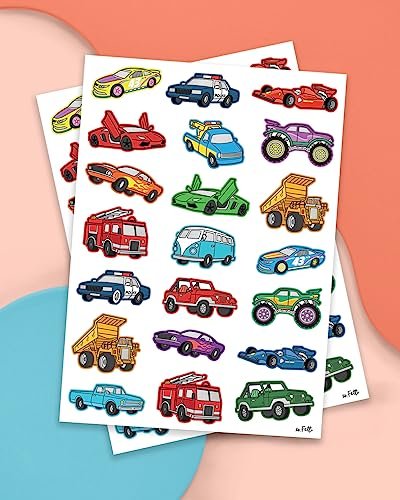 xo, Fetti Cars and Trucks Temporary Tattoos for Kids - 42 Foil Style Tattoos | Birthday Party Supplies, Race Car Party Favors & Construction Decor - görsel 3