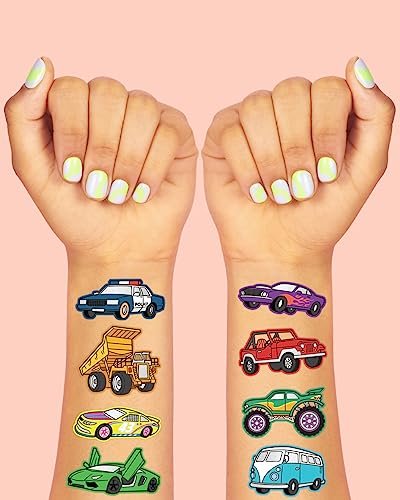 xo, Fetti Cars and Trucks Temporary Tattoos for Kids - 42 Foil Style Tattoos | Birthday Party Supplies, Race Car Party Favors & Construction Decor - görsel 5