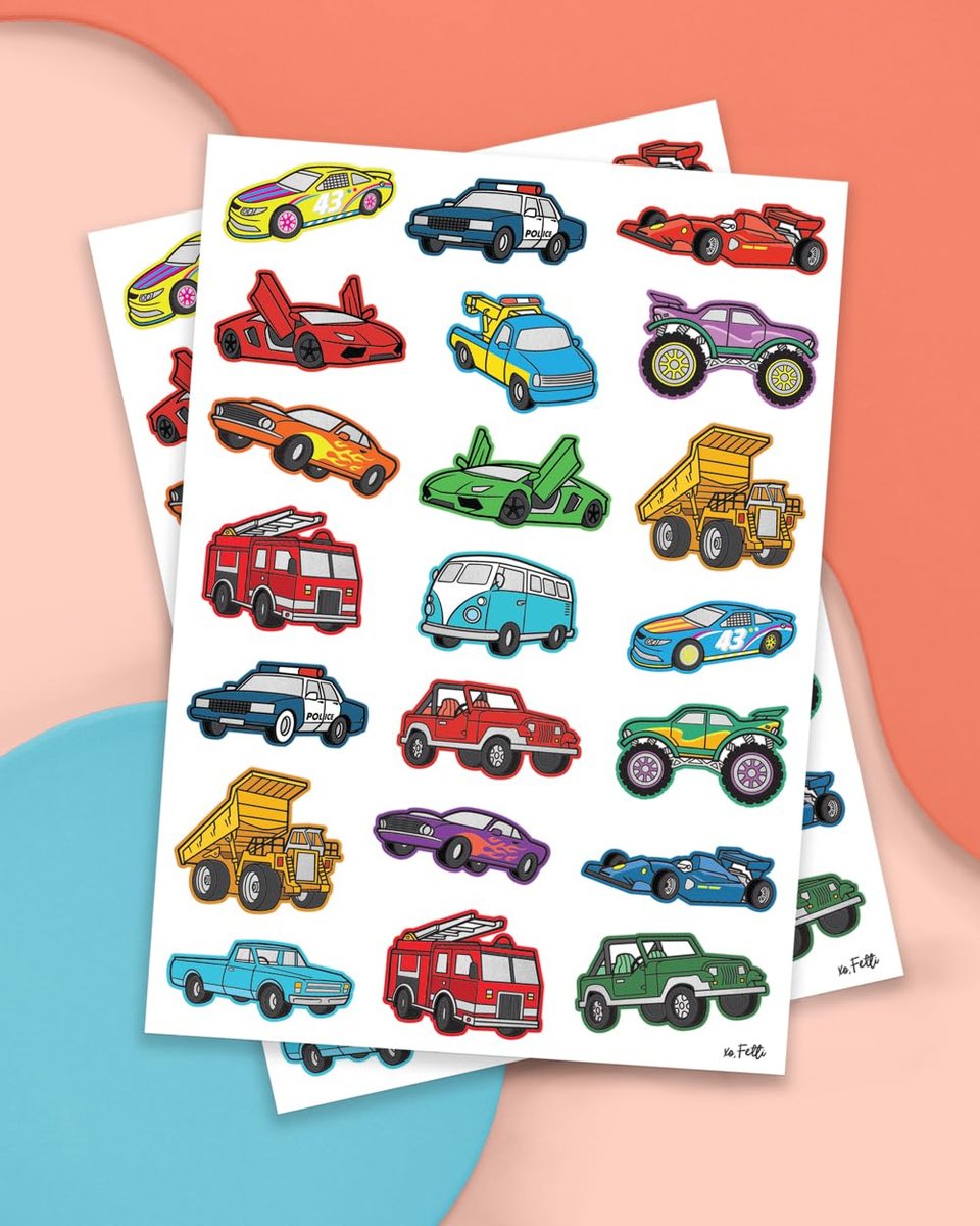 xo, Fetti Cars and Trucks Temporary Tattoos for Kids - 42 Foil Style Tattoos | Birthday Party Supplies, Race Car Party Favors & Construction Decor - görsel 4