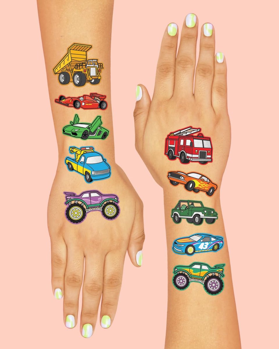 xo, Fetti Cars and Trucks Temporary Tattoos for Kids - 42 Foil Style Tattoos | Birthday Party Supplies, Race Car Party Favors & Construction Decor - görsel 8