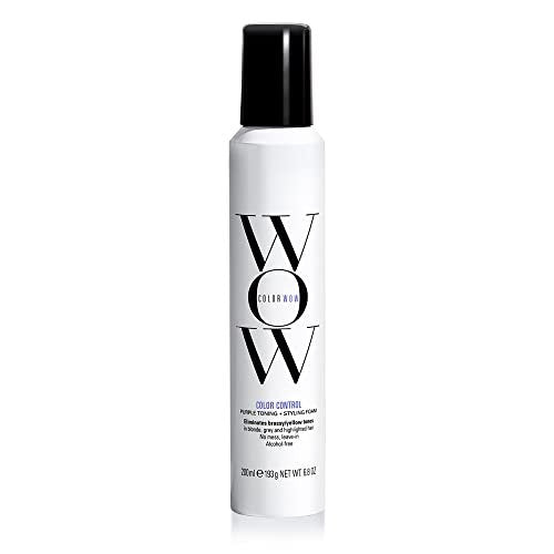 COLOR WOW Color Control Purple Toning + Styling Foam – Instantly Eliminates Brassy Yellow Tones from Blonde, Gray, and Silver Hair – Alcohol-Free, Crunch-Free Styling Foam (6.8 oz) Avelisse