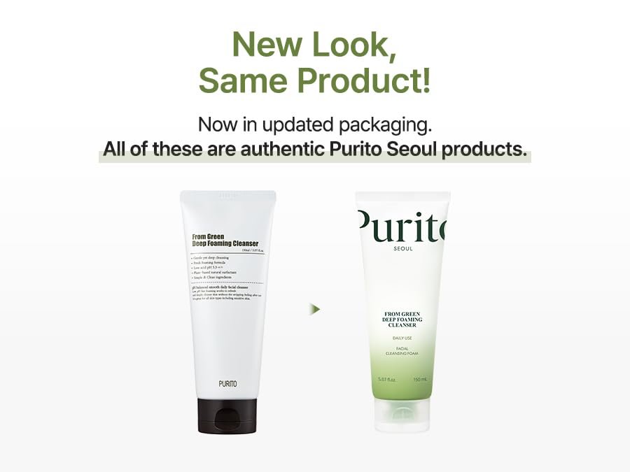 PURITO From Green Deep Foaming Cleanser - pH 5.5, Plant-Based, Vegan, 150ml Avelisse