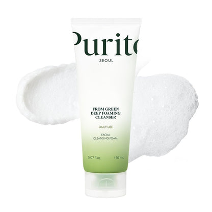 PURITO From Green Deep Foaming Cleanser - pH 5.5, Plant-Based, Vegan, 150ml Avelisse