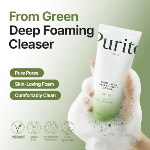 PURITO From Green Deep Foaming Cleanser - pH 5.5, Plant-Based, Vegan, 150ml Avelisse