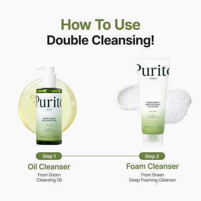 PURITO From Green Deep Foaming Cleanser - pH 5.5, Plant-Based, Vegan, 150ml Avelisse