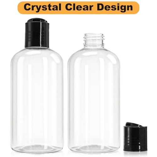 Bekith 16 Pack 8oz Clear Plastic Empty Bottles with Disc Top Caps – Refillable Travel Containers for Shampoo, Lotions, Liquid Soap, Creams Avelisse