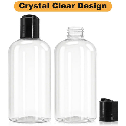 Bekith 16 Pack 8oz Clear Plastic Empty Bottles with Disc Top Caps – Refillable Travel Containers for Shampoo, Lotions, Liquid Soap, Creams Avelisse