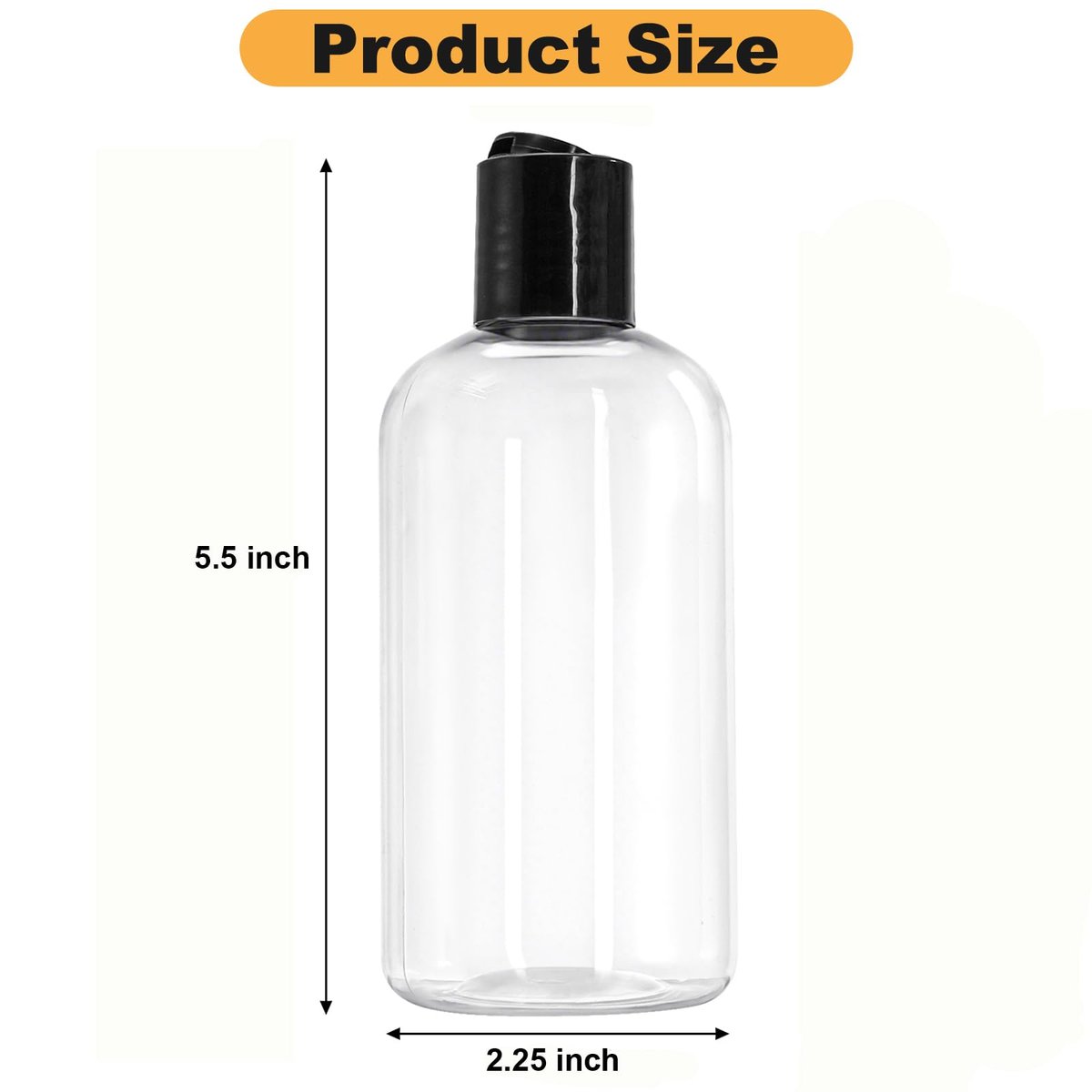 Bekith 16 Pack 8oz Clear Plastic Empty Bottles with Disc Top Caps – Refillable Travel Containers for Shampoo, Lotions, Liquid Soap, Creams Avelisse