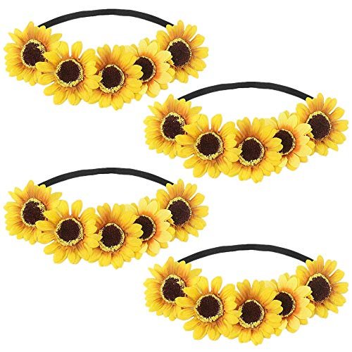 DALJIAFA 4-Pack Halloween Sunflower Headbands – Daisy Flower Hair Hoops for Women, Floral Crown Headpiece for Costume Party & Wedding - görsel 2
