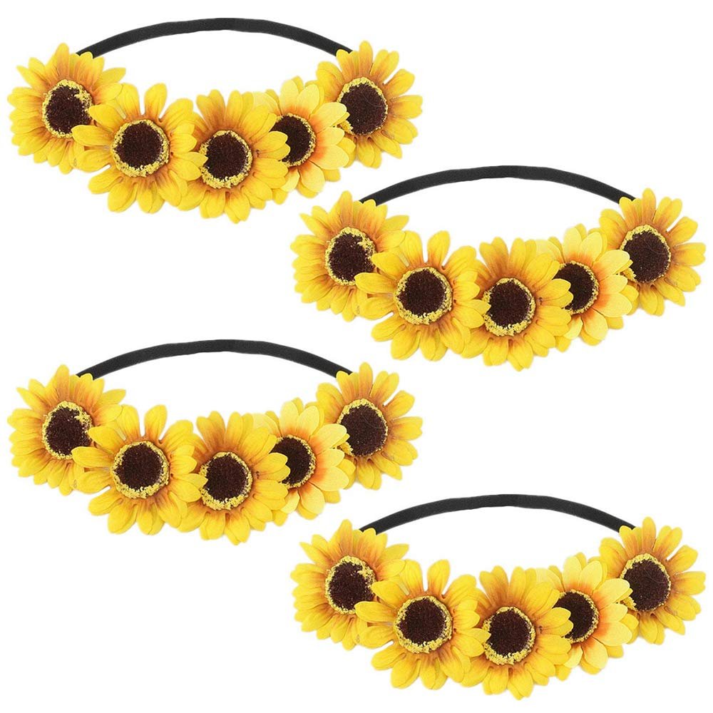 DALJIAFA 4-Pack Halloween Sunflower Headbands – Daisy Flower Hair Hoops for Women, Floral Crown Headpiece for Costume Party & Wedding - görsel 1