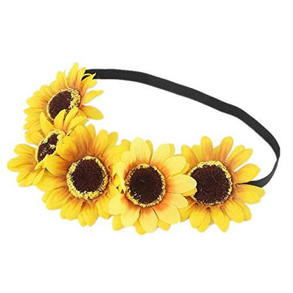 DALJIAFA 4-Pack Halloween Sunflower Headbands – Daisy Flower Hair Hoops for Women, Floral Crown Headpiece for Costume Party & Wedding