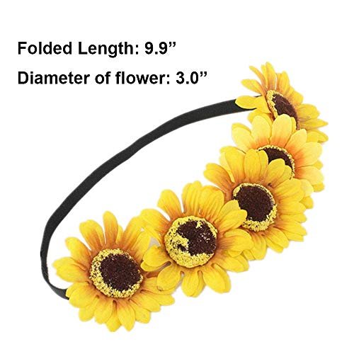 DALJIAFA 4-Pack Halloween Sunflower Headbands – Daisy Flower Hair Hoops for Women, Floral Crown Headpiece for Costume Party & Wedding - görsel 8