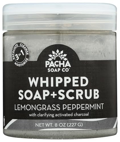 Pacha Soap Lemongrass Peppermint Whipped Soap Scrub - 8 oz Exfoliating Body Scrub Avelisse