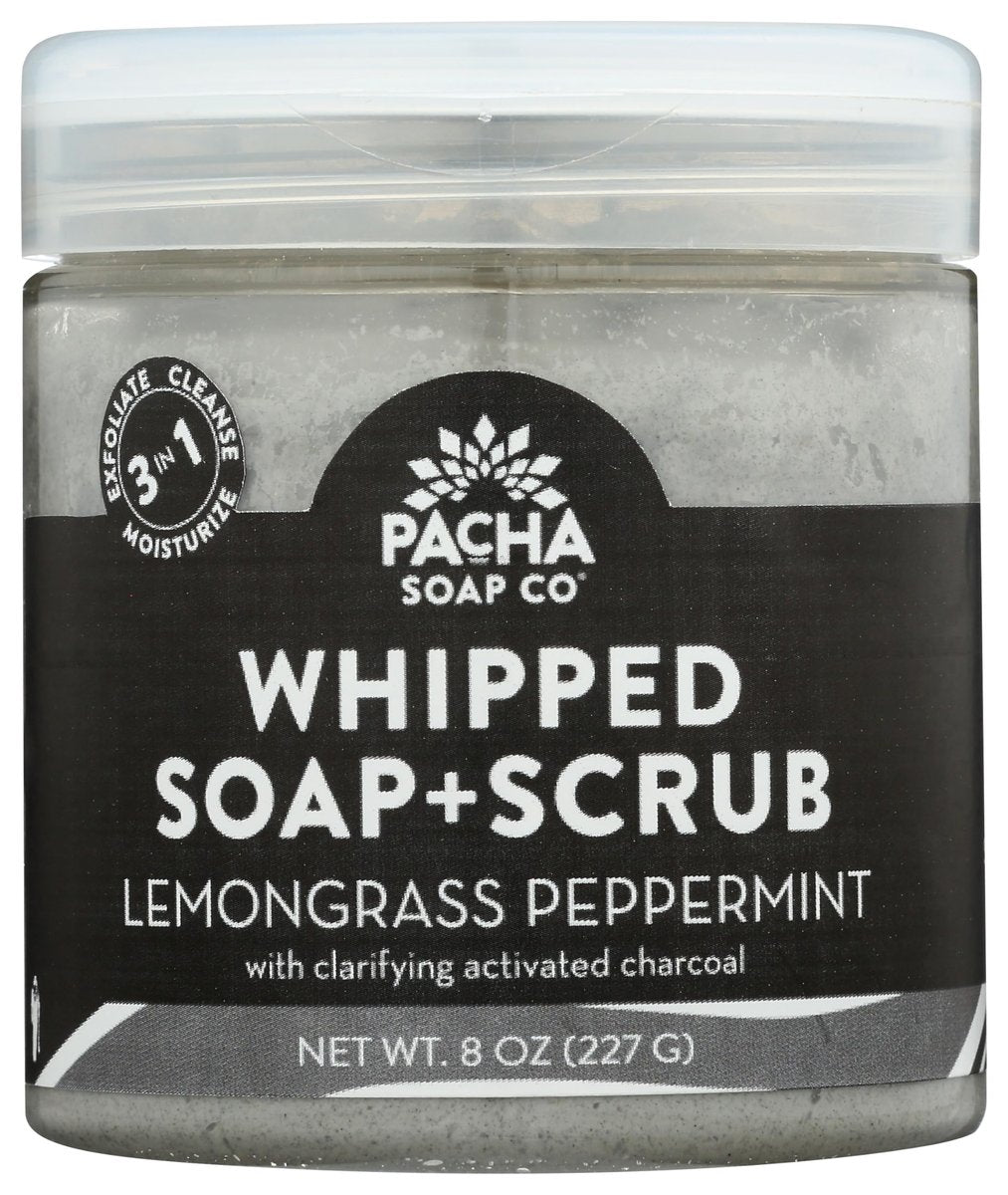 Pacha Soap Lemongrass Peppermint Whipped Soap Scrub - 8 oz Exfoliating Body Scrub Avelisse