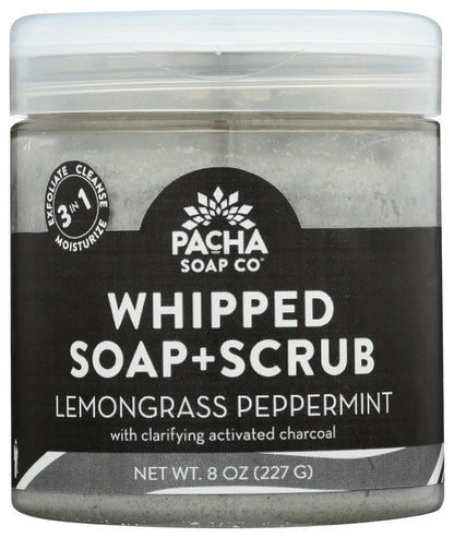Pacha Soap Lemongrass Peppermint Whipped Soap Scrub - 8 oz Exfoliating Body Scrub Avelisse