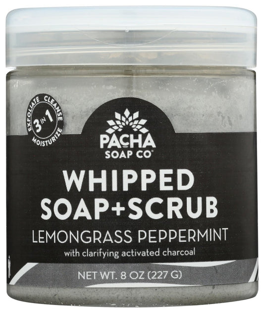 Pacha Soap Lemongrass Peppermint Whipped Soap Scrub - 8 oz Exfoliating Body Scrub Avelisse