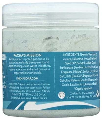 Pacha Soap Sea Mud Whipped Soap Scrub, 8 oz - Natural Exfoliating Body Wash Avelisse