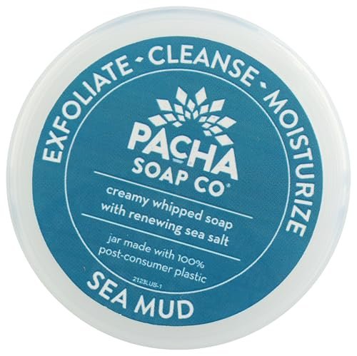 Pacha Soap Sea Mud Whipped Soap Scrub, 8 oz - Natural Exfoliating Body Wash Avelisse