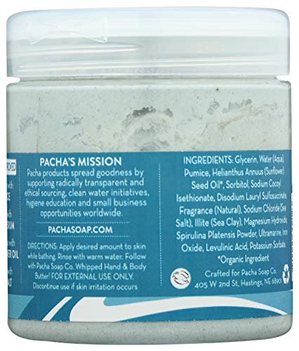 Pacha Soap Sea Mud Whipped Soap Scrub, 8 oz - Natural Exfoliating Body Wash Avelisse