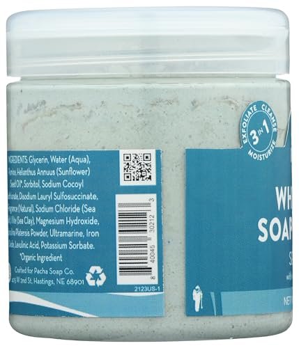Pacha Soap Sea Mud Whipped Soap Scrub, 8 oz - Natural Exfoliating Body Wash Avelisse