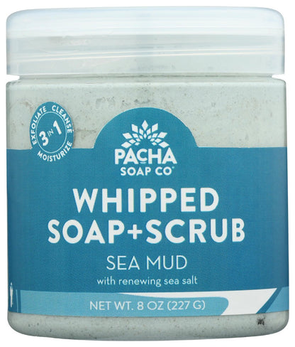 Pacha Soap Sea Mud Whipped Soap Scrub, 8 oz - Natural Exfoliating Body Wash Avelisse